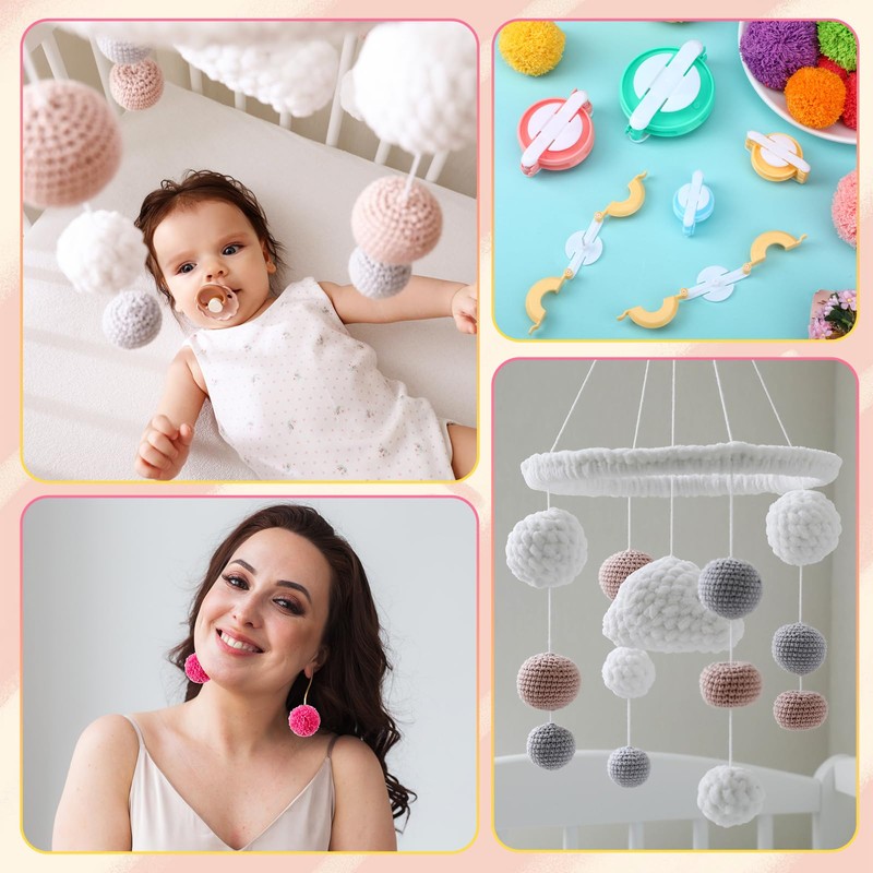 Suncalla 16 Pcs Pompom Makers for Yarn 4 Different Sizes