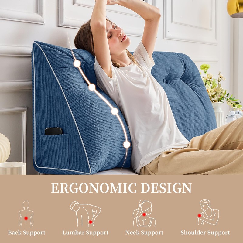 Sasttie Headboard Pillow King, Wedge Pillow Headboard for Sitting Up