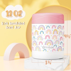 Fimibuke Insulated Kids Food Jar, 2 Pack 12 OZ Bpa Free Stainless Steel Vacuum Lunch Jar for Hot Cold Food, Leakproof Snack Container for School Boy Girl Wide Mouth Toddler Lunch Box for Smoothie Soup