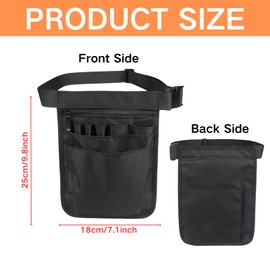 Nurse Belt Bag 25 cm x 18 cm, Organiser Retail, Practical Belt Bag for Women Men with Adjustable, Multifunctional Waist Bag for Men and Women, black, Classic