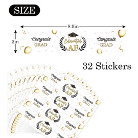 MonMon & Craft Educated AF Water Bottle Labels - Graduation Party Supplies - White Vinyl Rectangular Labels - 32 Pack - 8.9 x 2 Inch