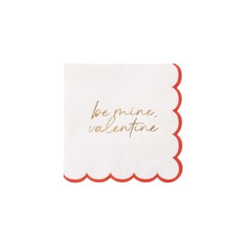 Bonjour Fête Be Mine, Valentine' Cocktail Paper Napkins | 3-Ply Fancy Napkins for Valentine's Day, Holiday Decorations | Small Napkins | Premium Party Supplies | Gold Foil | Pack of 20, 5" Folded