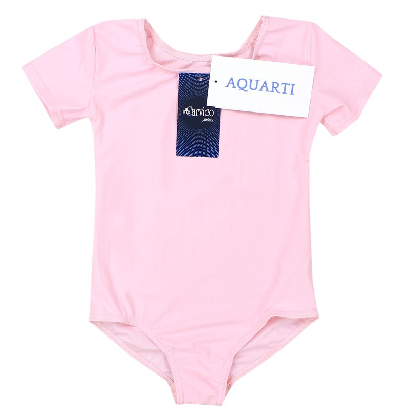 Aquarti Girls Leotard Short Sleeve Ballet Leotard Light Pink Size