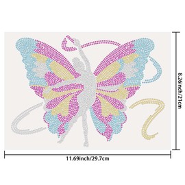 SUPERDANT Butterfly Gymnastics Iron-On Rhinestone Iron-On Gymnastics Rhinestone for Iron-On Bling Hotfix Patch Transfer Sticker Crystal Heat Transfer Clothing Repair for T-Shirt DIY