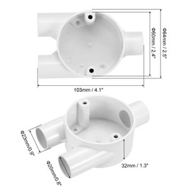 sourcing map PVC Conduit Box Junction Box Y-shaped 3 Way 20mm with Cover, M4 Screws for Home Hose Electrical Conduit Electronic Projects