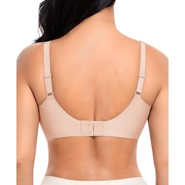 Ganado Deep V Wireless Bras for Women No Underwire Push Up Seamless Padded Comfort Bra Supportive Wirefree Bralette (Nude, Large)