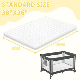 Pack and Play Mattress Pad, Playpen Mini Crib Mattresses for Baby Toddler with Removable Washable,Dual-Sided Memory Foam,38x26 in