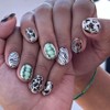 Uñas postizas cortas con diseño de rayas de animales, almendra,