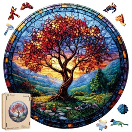 Qiuenisray Puzzles for Adults, Tree of Life Redwood Tree Wooden Jigsaw Puzzles 500pcs,16.5x16.5in, Royal, Unique Shape Adult Puzzles,Irregular Wood Creative for Adults and Kids Family Game