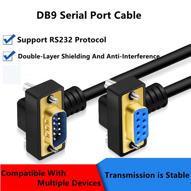 GXMRHWY DB9 RS232 Serial Port Cable Down Right Angle Male