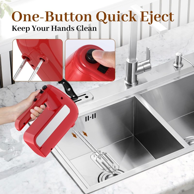 5-Speed Electric Hand Mixer, 800W Handheld Mixer with Turbo for