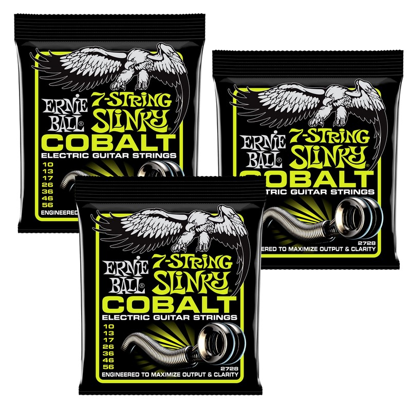3 PACK Ernie Ball 2728 COBALT Slinky Electric Guitar Strings