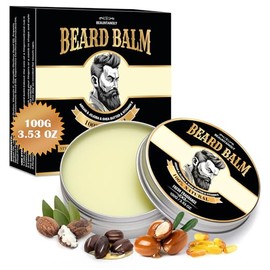 Beauntangly Bálsamo Para Barba Para Hombre, 100% Natural Con Manteca De Karité, Aceite De Argán, Aceite De Jojoba Y Vitamina E - 100 Ml (3.53 Oz) Acon