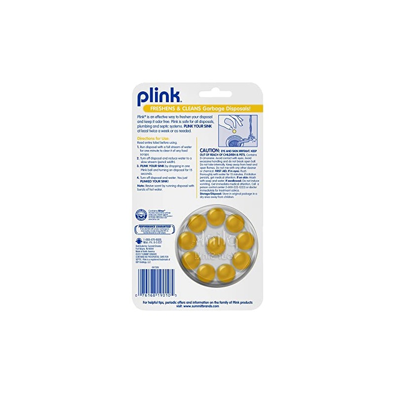 Plink 90 Garbage Disposer Cleaner and Deodorizer, Lemon, 20 Count