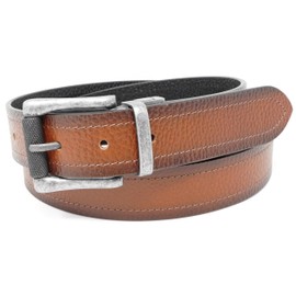 Florsheim Men's Brower 35mm Genuine Leather Reversible Belt, Black to Cognac, 32