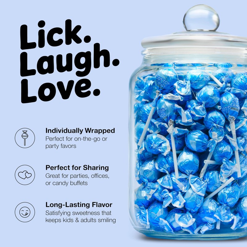 Cotton Candy Mini Lollipops – 65 Count Bulk Candy Pack,