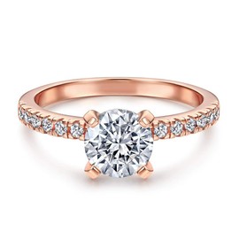 Sparkling Women's Ring Made of 925 Sterling Silver in White with Stone Solitaire Ring I Brilliant Cut with Stones Solitaire, Engagement Ring, Wedding Ring I Jewellery in Jeweller's Quality, 54, Stone,