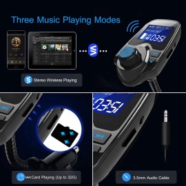 Fast USB Charge Car Wireless FM Transmitter with Hands-Free Call Feature MP3 Player and AUX Input Dishes & Plates Categorycolor: Black Color