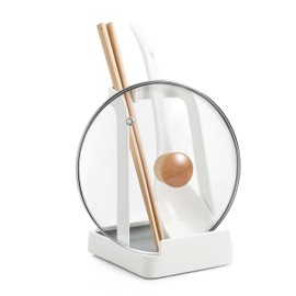 HOGAWAY Ladle Stand, Pot Lid Stand, Kitchen Tool Stand, Chopping Board Stand, Ladle Stand, Ladle Stand, Kitchen Kitchen Countertop, Storage, Not Mounted, Convenient, Heat Resistant, White