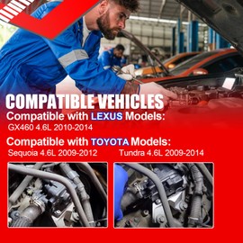 SMMS Set of 2 Secondary Air Injection Check Valves with Gasket, for Toyota, for Lexus GX460, for Sequoia, for Tundra, 2010-2013 V8 4.6L, Right Passenger Side Replaces OE: 911624 + 911607