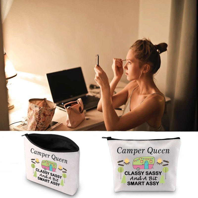 JXGZSO Camping Gift Camper Queen Classy Sassy and A Bit