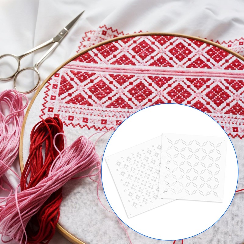 Ouligay 8 PCS Sashiko Templates 4.7 X 4.7 Inch Plastic