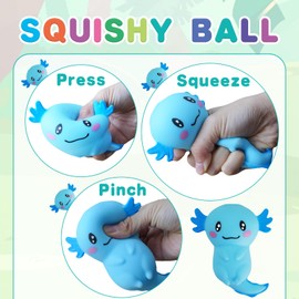 KJMYYXGS 4Pcs Smile Axolotl Taba Squishy Fidget Toys, Pinch Family Squeeze Toys, Cute Kawaii Squishies PVC Stress Ball Sensory Toys(Smile Axolotl)