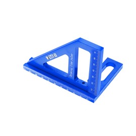 WEITARI 45/90 Degree Triangle Ruler Scriber, Woodworking Square Protractor, Aluminum Alloy Miter Triangle Ruler High Precision Layout Measuring Tool, Multi-Purpose Triangle Ruler for Carpenter (Blue)