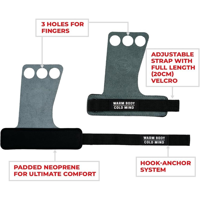 WARM BODY COLD MIND Leather Hand Grips - 3 Finger,