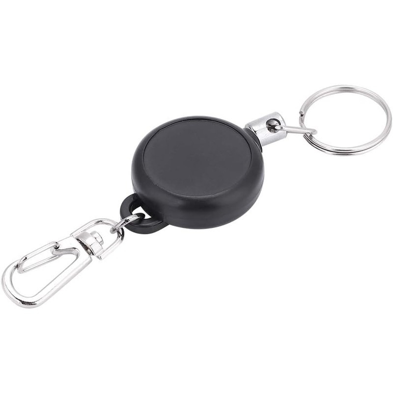 Llavero retráctil de acero inoxidable de 60 cm, cuerda de
