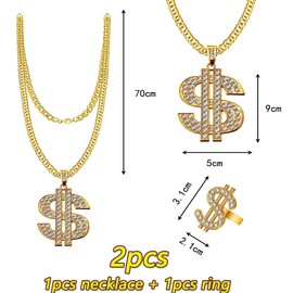 80s Costume Men's Set Hip Hop Costume Kit Men's 90s Rapper Outfits 90s Rapper for Accessories 80s Costume Men's Funny Dollar Sign Ring Rapper Costume Men's Rapper Outfits for Adults