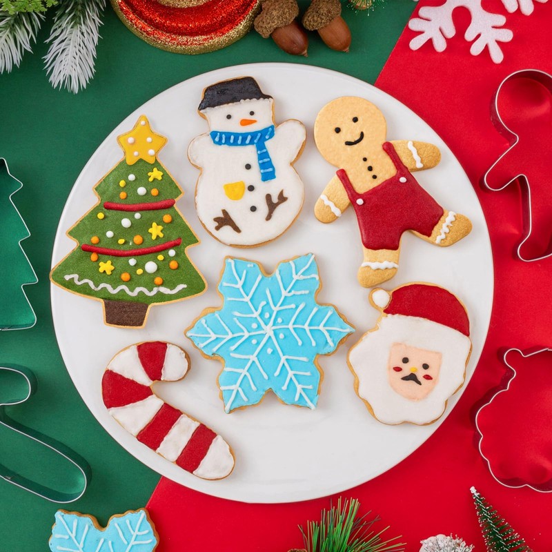 Large Christmas Cookie Cutters 7 Piece, Nifogo Holiday Cookie Molds