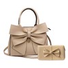 Rullar Women 2Pcs Handbag Set Bow-Knot Satchel Top-handle Crossbody Bag
