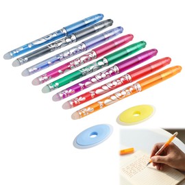 Fampery 8Pcs Heat Erasable Pens for Fabric &2 Erasers - Multicolor Fabric Marking Pens Markers No Ghost Lines - Disappearing Ink for Drawing Writing Planner Quilting Sewing Embroidery DIY Dressmaking