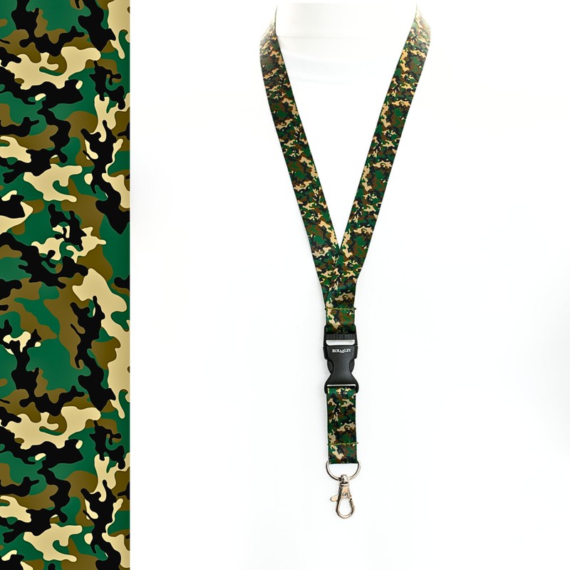 Rolseley Lanyard Neck Strap Camouflage Pattern with Metal Clip +