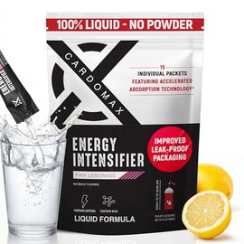 CardoMax Mezcla Líquida para Bebida Pre-Entrenamiento Con Bcaa Y Vitaminas Del Grupo B, Sabor A Limonada Rosa. Sin Azúcar, Vegana, Cetogénica Y Cero C