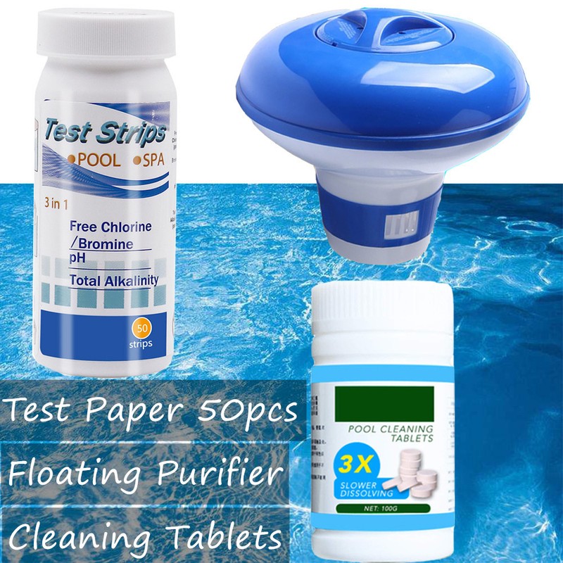 Swimming Pool Cleaning Kit Accessories Garden Pond Test Strips Spa
