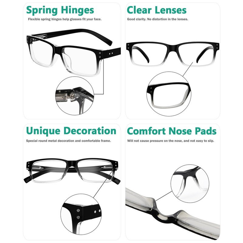 Eyekepper Vintage Reading Glasses for Men - 5 Pack Spring