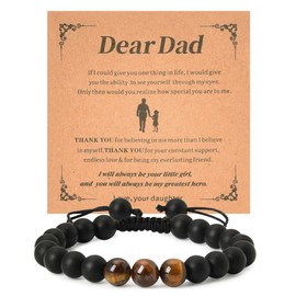 Christmas Bdy Bracelet for Best Dad - Natural Stone Men's Bracelet - Birthday Gift Ideas from Daughter for Father, Daddy - Xmas Present