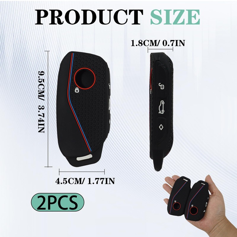KAKUPPA 2PCS Silicone Key Fob Cover, Protective Case Compatible with