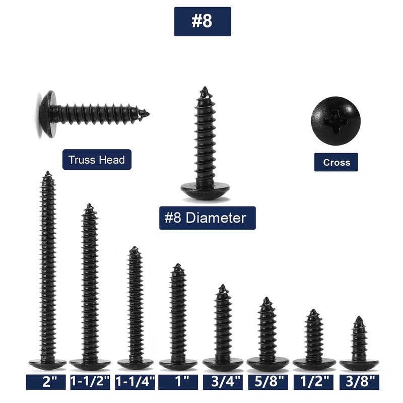 #8 x 3/4" Wood Screw 100Pcs Truss Head Phillips 18-8