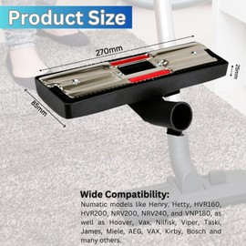 RadiantRoots Vacuum Brush Head 32mm for Henry Hoover Head Compatible with Numatic Henry Hetty James NRV Hoover Vacuum Spare Attachment Black Dual Pedal 270mm wide Floor and Carpet Tool Nozzle