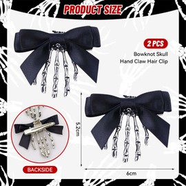 CharmBurst 2 Stück Skelett Hand Haarklammer Mit Schleife, Skull Hair Claw Für Mädchen, Gothic Haarschmuck Spinne Haarspange, Emo Y2K Accessoires, Spider Web Claw Clip