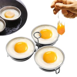 Stainless Steel Egg Poacher, Perfect Poached Egg Maker, Round Egg Cooker Rings For Breakfast Cooking Tool 3 Poached Egg Cups