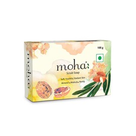 Moha: Scrub Soap, 100 Gram X 6 With Walnut, Almond Oil & Honey For Soft, Hydrate & Nourished Skin, Face, Unisex Product (Scrub Soap, Pack of 6)