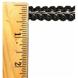 BBTRIMSANDRIBBON 1/2" Metallic Braid Gimp Trimming - 10 Continuous Yards - Many Colors! - Black/Silver