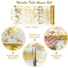 Misscrafts Gold Table Runner with Glitter Metallic Thin Mesh Table Runner Roll for Decorations Wedding Bridal Shower, Baby Shower Birthday Party Gold Color, 29cm by 10Y