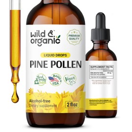 Wild & Organic Pine Pollen Tincture - Antioxidant & Immune Support - Pine Pollen Extract Drops - Vegan, Sugar & Alcohol-Free Liquid Supplement - 2 fl oz
