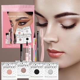 Waterproof Makeup Set - Colorful Smudge-Proof Makeup Kit - Portable Makeup Set with Eyeshadow, Eyebrow Balm, Mascara for All Skin Tones