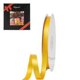 LIUYAXI Yellow Double Face Satin Ribbon 3/8" X 50 Yards, Ribbons Perfect for Crafts, Gift Wrapping, Bow Making and More